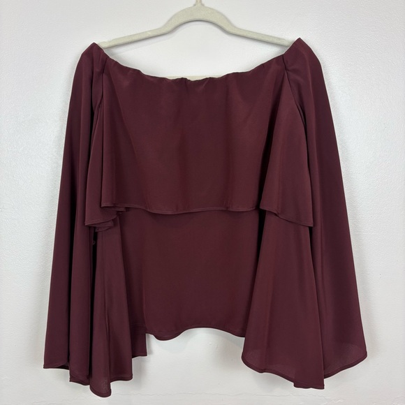 Scanlan Theodore Silk Off Shoulder Tiered Top Size S/M Bell Sleeves Boho Luxury - Picture 10 of 17